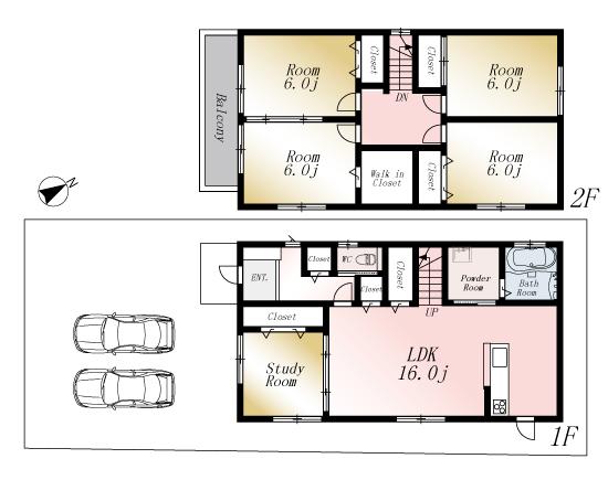 Floor plan. (No. 3 locations), Price 26,800,000 yen, 5LDK, Land area 143.87 sq m , Building area 109.3 sq m