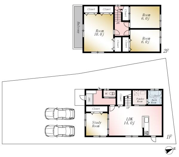 Floor plan. (No. 1 point), Price 24,800,000 yen, 4LDK, Land area 152.11 sq m , Building area 99.36 sq m