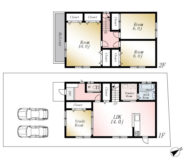 Floor plan. (No. 2 locations), Price 24,800,000 yen, 4LDK, Land area 146.18 sq m , Building area 99.36 sq m