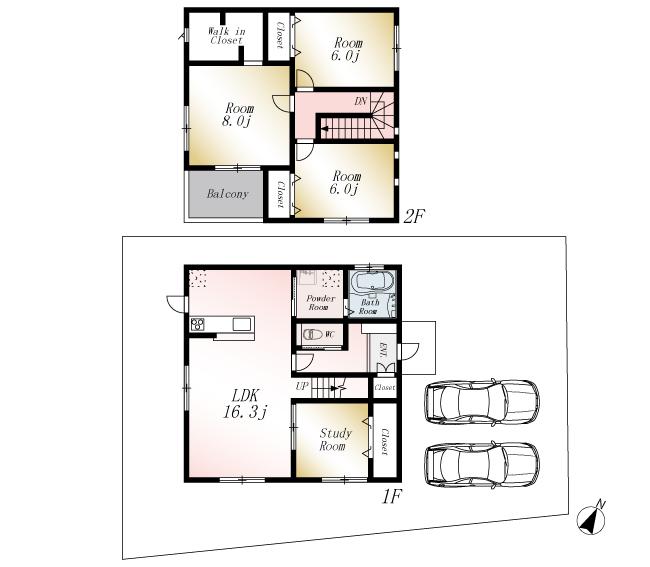 Floor plan. (No. 2 locations), Price 25,800,000 yen, 4LDK, Land area 185.27 sq m , Building area 101.01 sq m