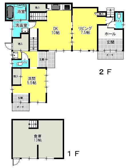 Floor plan. 35 million yen, 9LDK + S (storeroom), Land area 438.71 sq m , Building area 144.53 sq m 1 floor, The second floor Floor. (3rd floor floor plan available)