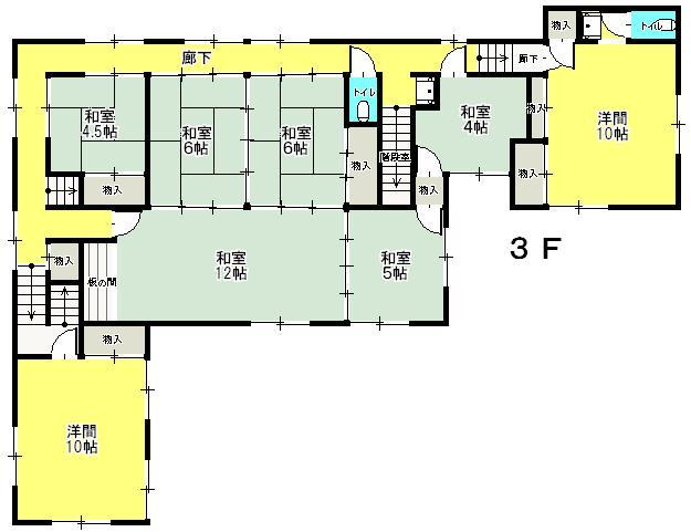 Floor plan. 35 million yen, 9LDK + S (storeroom), Land area 438.71 sq m , It is a building area of ​​144.53 sq m 3 floor Floor. (1 ・ There second floor floor plan)