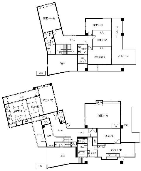 Floor plan. 45 million yen, 9LDK+S, Land area 841.18 sq m , Building area 362.4 sq m