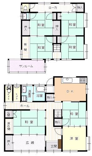 Floor plan. 5 million yen, 7DK, Land area 170.8 sq m , Building area 120.74 sq m