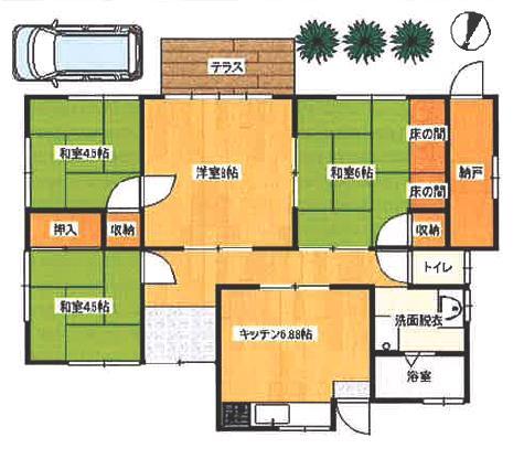 Floor plan. 10.8 million yen, 4DK + S (storeroom), Land area 147.15 sq m , Building area 75.16 sq m