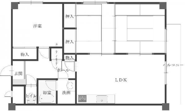 Floor plan. 3LDK, Price 13.8 million yen, Occupied area 75.09 sq m