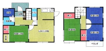 Floor plan. 12.8 million yen, 4DK, Land area 174.77 sq m , Building area 97.71 sq m