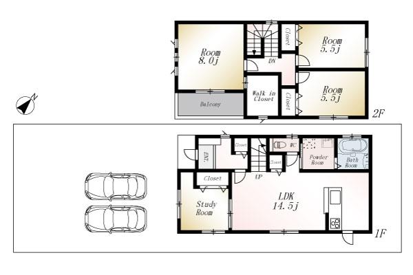 Floor plan. (No. 3 locations), Price 19,800,000 yen, 4LDK, Land area 132.4 sq m , Building area 93.57 sq m