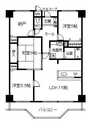 Floor plan. 3LDK, Price 16.5 million yen, Occupied area 77.37 sq m , Balcony area 13.44 sq m