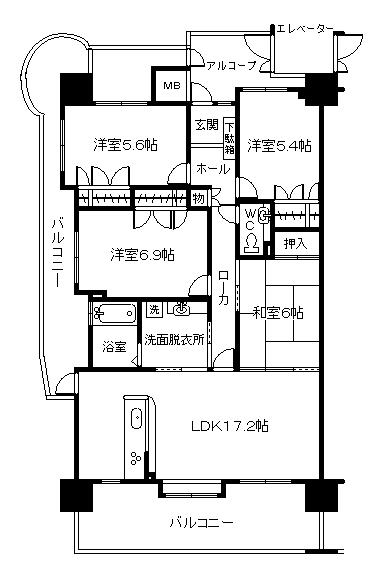 Floor plan. 4LDK, Price 21,800,000 yen, Occupied area 92.64 sq m , Balcony area 34.09 sq m