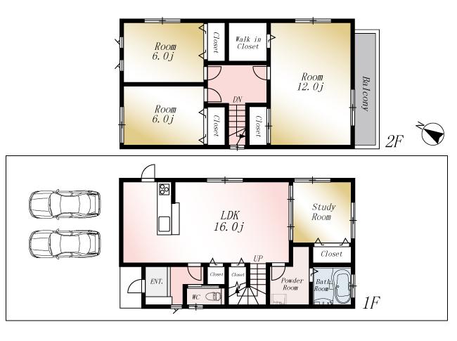 Floor plan. (No. 1 point), Price 24,980,000 yen, 4LDK, Land area 159.02 sq m , Building area 107.64 sq m