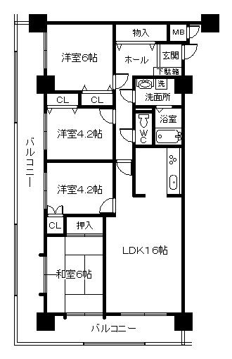 Floor plan. 4LDK, Price 16,900,000 yen, Occupied area 86.68 sq m , Balcony area 31.6 sq m
