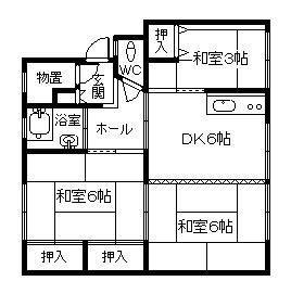 Floor plan. 3DK, Price 1.8 million yen, Occupied area 50.22 sq m , Balcony area 8.73 sq m