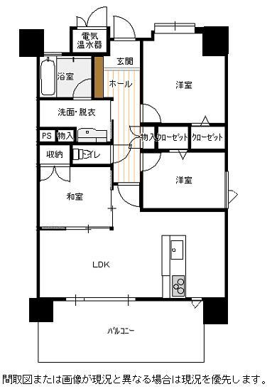 Floor plan. 3LDK, Price 19.9 million yen, Occupied area 66.64 sq m , Balcony area 12.5 sq m