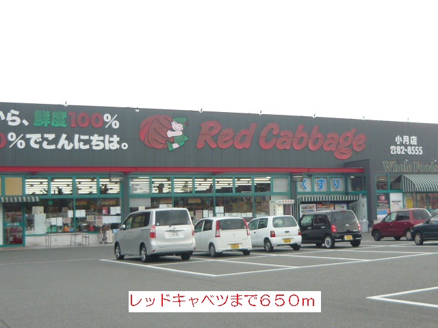 Supermarket. Red 650m until the cabbage (super)