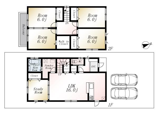 Floor plan. (No. 3 locations), Price 25,800,000 yen, 5LDK, Land area 168.36 sq m , Building area 107.64 sq m