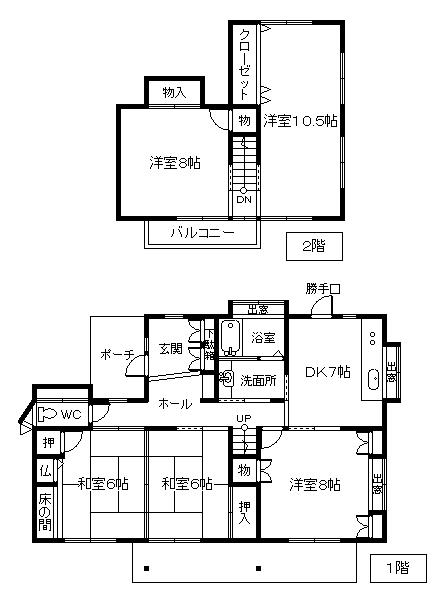 Floor plan. 12.8 million yen, 5DK, Land area 191.79 sq m , Building area 104.64 sq m