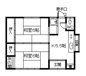Floor plan. 2 million yen, 2K, Land area 179.09 sq m , Building area 39.74 sq m
