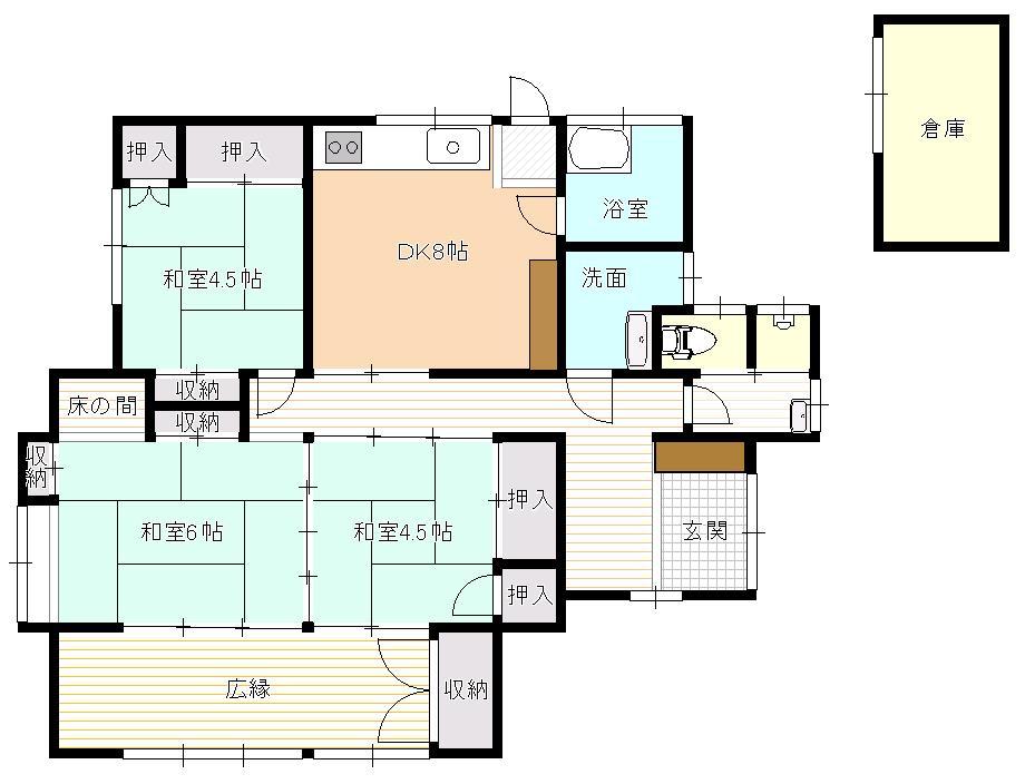 Floor plan. 5 million yen, 3DK, Land area 332.84 sq m , Building area 90.08 sq m