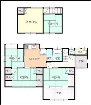 Floor plan. 5.5 million yen, 5DK + S (storeroom), Land area 320.29 sq m , Building area 93.03 sq m