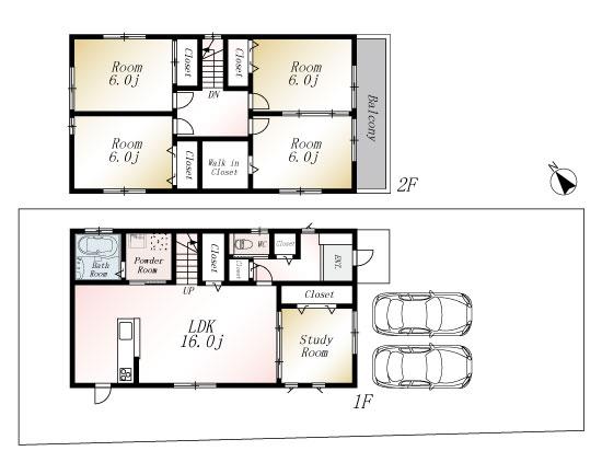 Floor plan. (No. 2 locations), Price 25,800,000 yen, 5LDK, Land area 175.64 sq m , Building area 109.3 sq m
