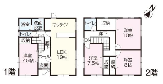Floor plan. 22,800,000 yen, 4LDK, Land area 285.59 sq m , Building area 132.48 sq m
