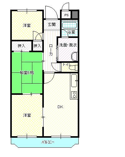 Floor plan. 3DK, Price 5.9 million yen, Occupied area 58.84 sq m