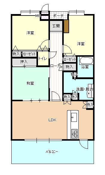 Floor plan. 3LDK, Price 17,900,000 yen, Occupied area 76.62 sq m