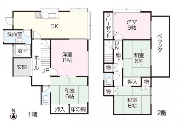 Floor plan. 18,800,000 yen, 5LDK, Land area 191.59 sq m , Building area 101.98 sq m