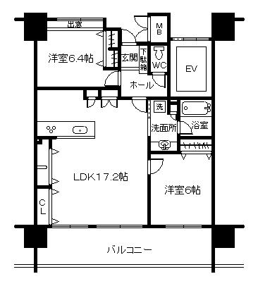 Floor plan. 2LDK, Price 19.9 million yen, Occupied area 62.33 sq m