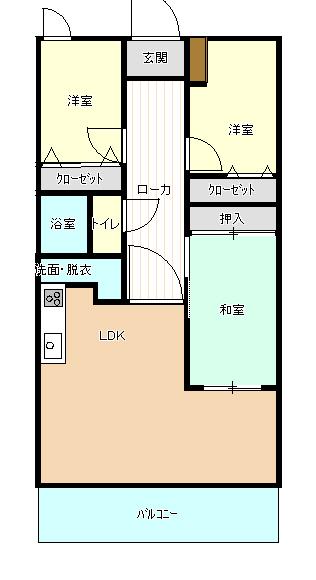 Floor plan. 3LDK, Price 12.9 million yen, Occupied area 64.84 sq m