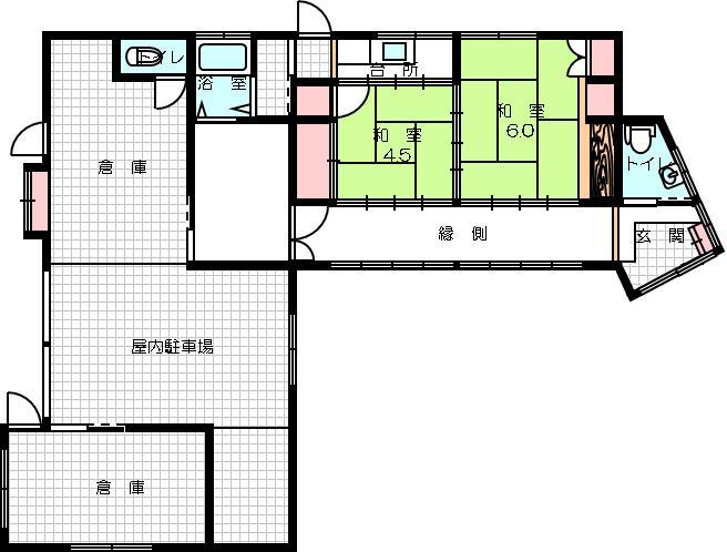 Floor plan. 5.3 million yen, 2K + S (storeroom), Land area 253.9 sq m , Building area 48.22 sq m