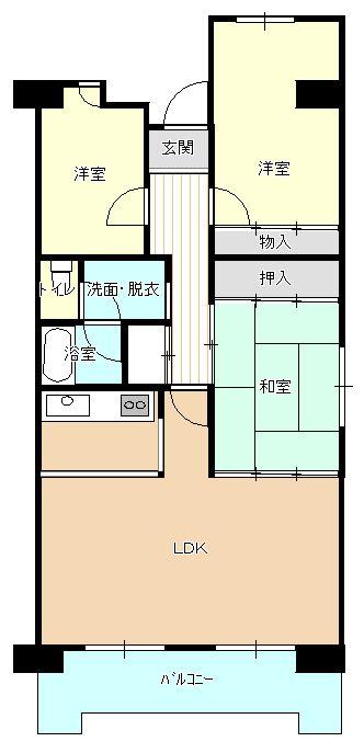 Floor plan. 3LDK, Price 7.3 million yen, Occupied area 75.15 sq m , Balcony area 10.4 sq m