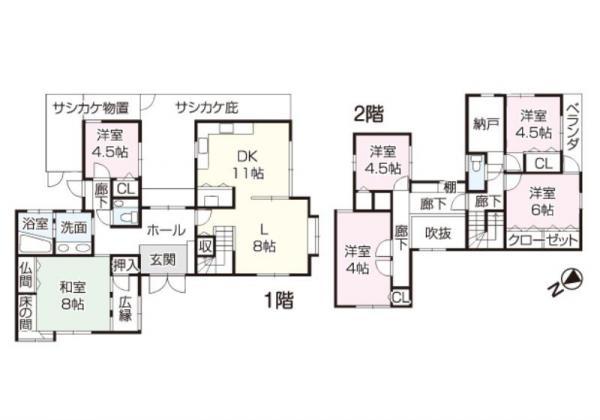 Floor plan. 22,800,000 yen, 6LDK, Land area 297.53 sq m , Building area 192.5 sq m