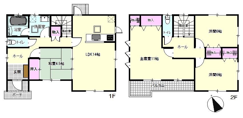 Floor plan. 24,800,000 yen, 4LDK, Land area 239.32 sq m , Building area 128 sq m