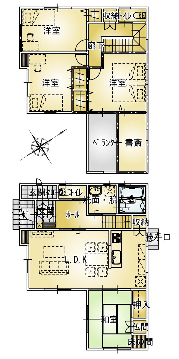 Floor plan. 22,800,000 yen, 4LDK + S (storeroom), Land area 302.7 sq m , Building area 114.27 sq m