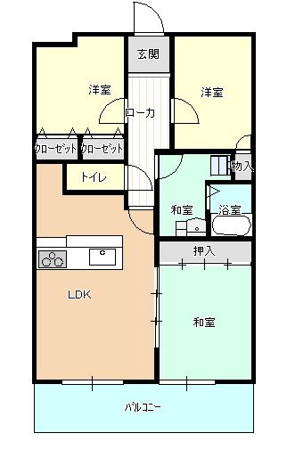Floor plan. 3LDK, Price 9.7 million yen, Footprint 62.9 sq m , Balcony area 9.85 sq m