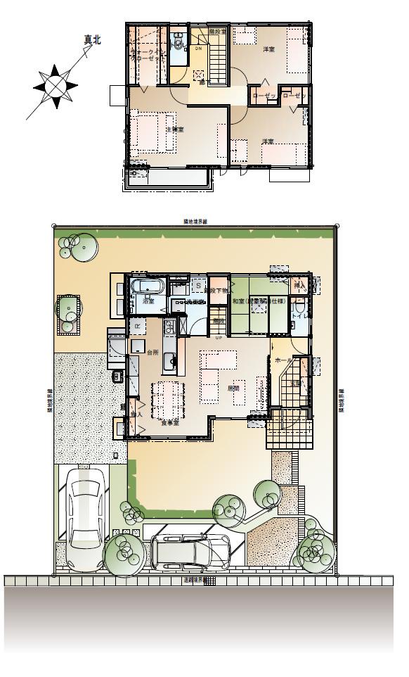Floor plan.  [No. 16 place] So we have drawn on the basis of the Plan view] drawings, Plan and the outer structure ・ Planting, such as might actually differ slightly from.  Also, furniture ・ Car, etc. are not included in the price. 