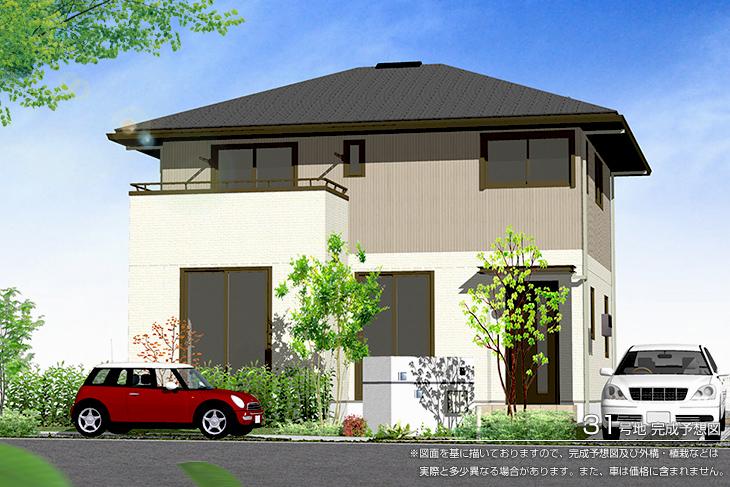 Local appearance photo.  [No. 31 place]  [Rendering]  ※ Rendering and the outer structure because it drew on the basis of the drawings ・ For planting, There is the actual and somewhat different. Also, The car is not included in the price. 