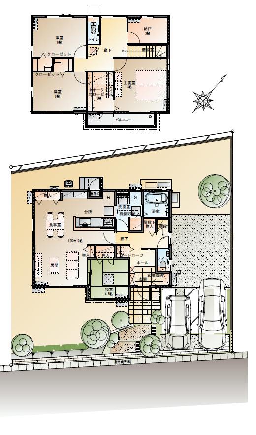 Floor plan.  [No. 32 place] So we have drawn on the basis of the Plan view] drawings, Plan and the outer structure ・ Planting, such as might actually differ slightly from.  Also, furniture ・ Car, etc. are not included in the price. 