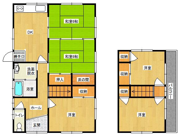 Floor plan. 8.8 million yen, 4DK, Land area 169.23 sq m , Building area 94.76 sq m
