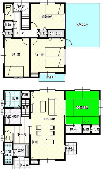 Floor plan. 20.8 million yen, 4LDK, Land area 245.47 sq m , Building area 110.95 sq m