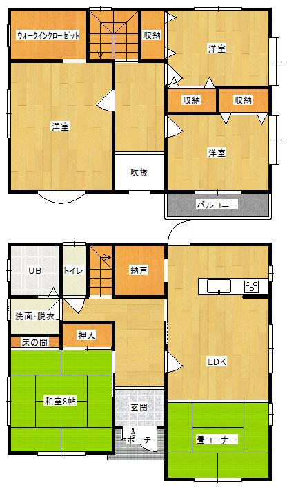 Floor plan. 14.3 million yen, 4LDK + S (storeroom), Land area 187.15 sq m , Building area 161 sq m