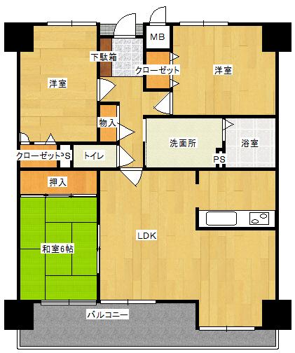 Floor plan. 3LDK, Price 12.6 million yen, Occupied area 72.51 sq m