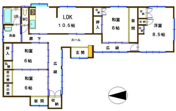 Floor plan. 13.8 million yen, 5DK, Land area 328.54 sq m , Building area 108.57 sq m