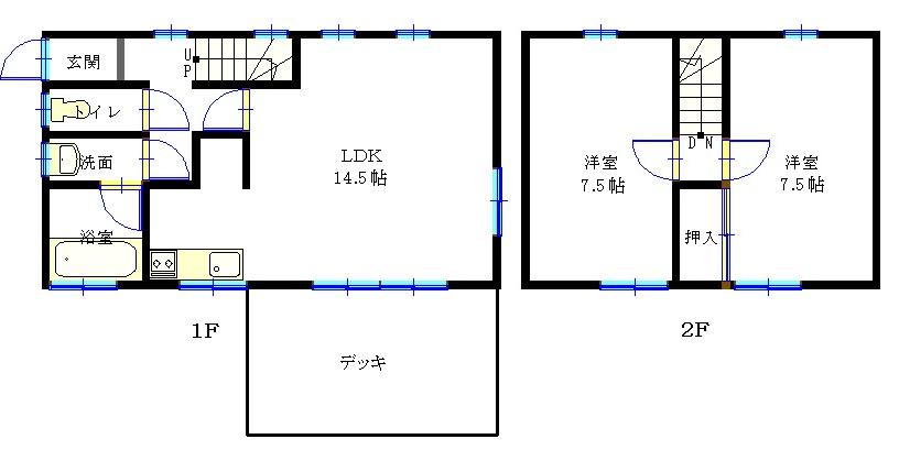 Floor plan. 6.5 million yen, 2LDK, Land area 384 sq m , Building area 66.16 sq m