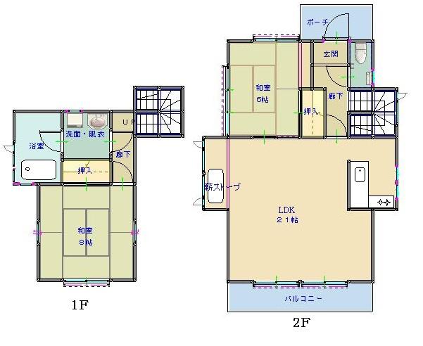 Floor plan. 7.35 million yen, 2LDK, Land area 941 sq m , Building area 88.6 sq m