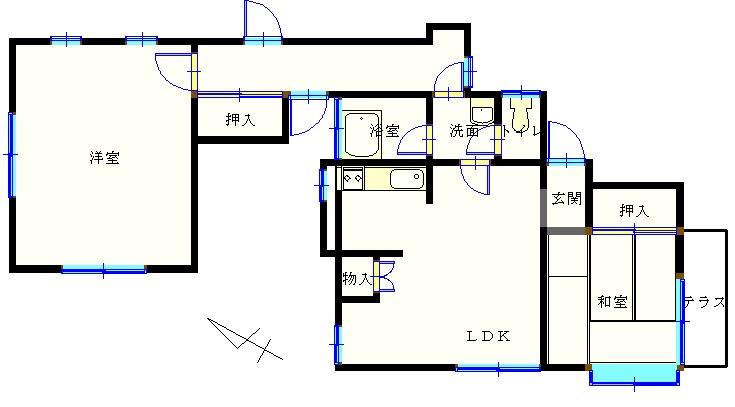 Floor plan. 5.5 million yen, 2LDK, Land area 384.16 sq m , Building area 56.95 sq m