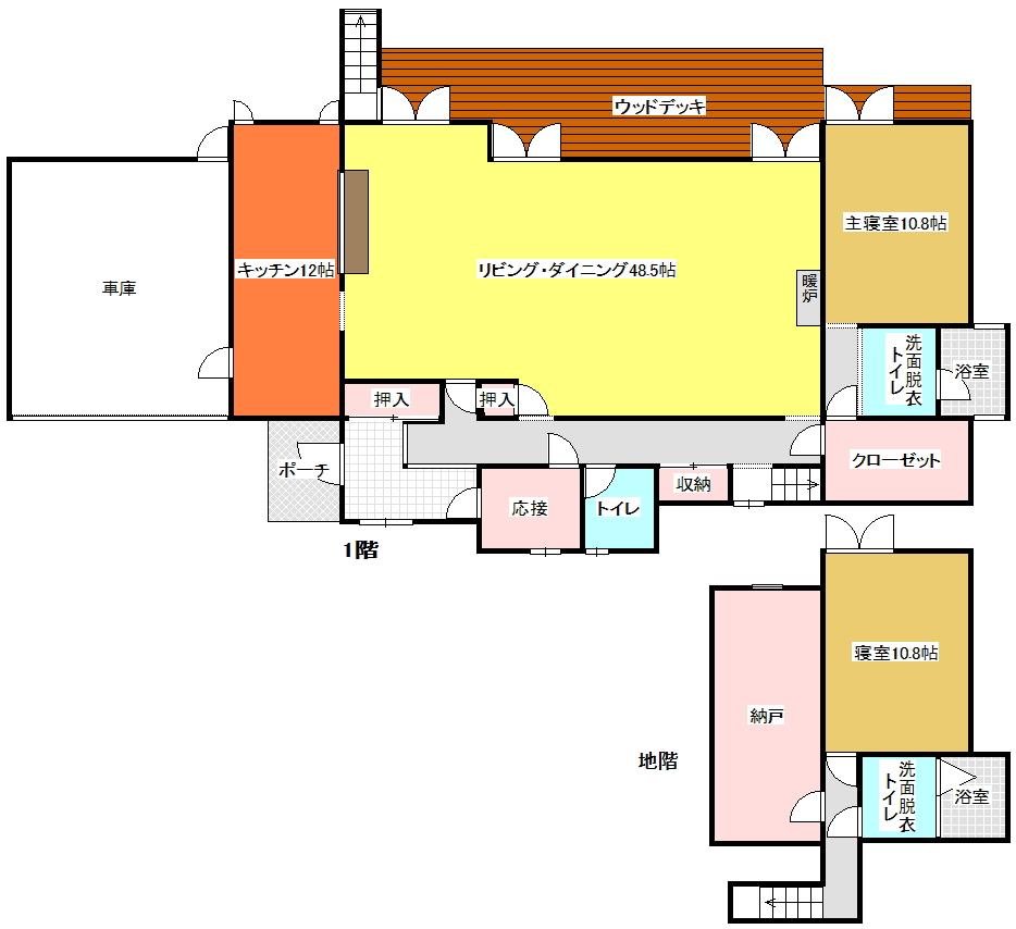 Floor plan. 68 million yen, 2LDK + S (storeroom), Land area 1,484 sq m , Building area 250.71 sq m