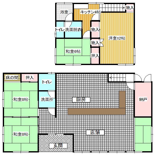 Floor plan. 14.7 million yen, 2K, Land area 535.42 sq m , Building area 170.58 sq m